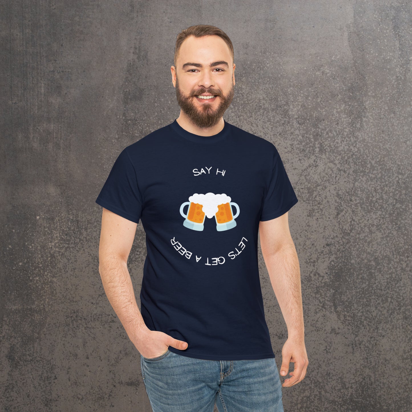 RECONZY Navy 'Beer' Pop-Punk T-Shirt - Model View.