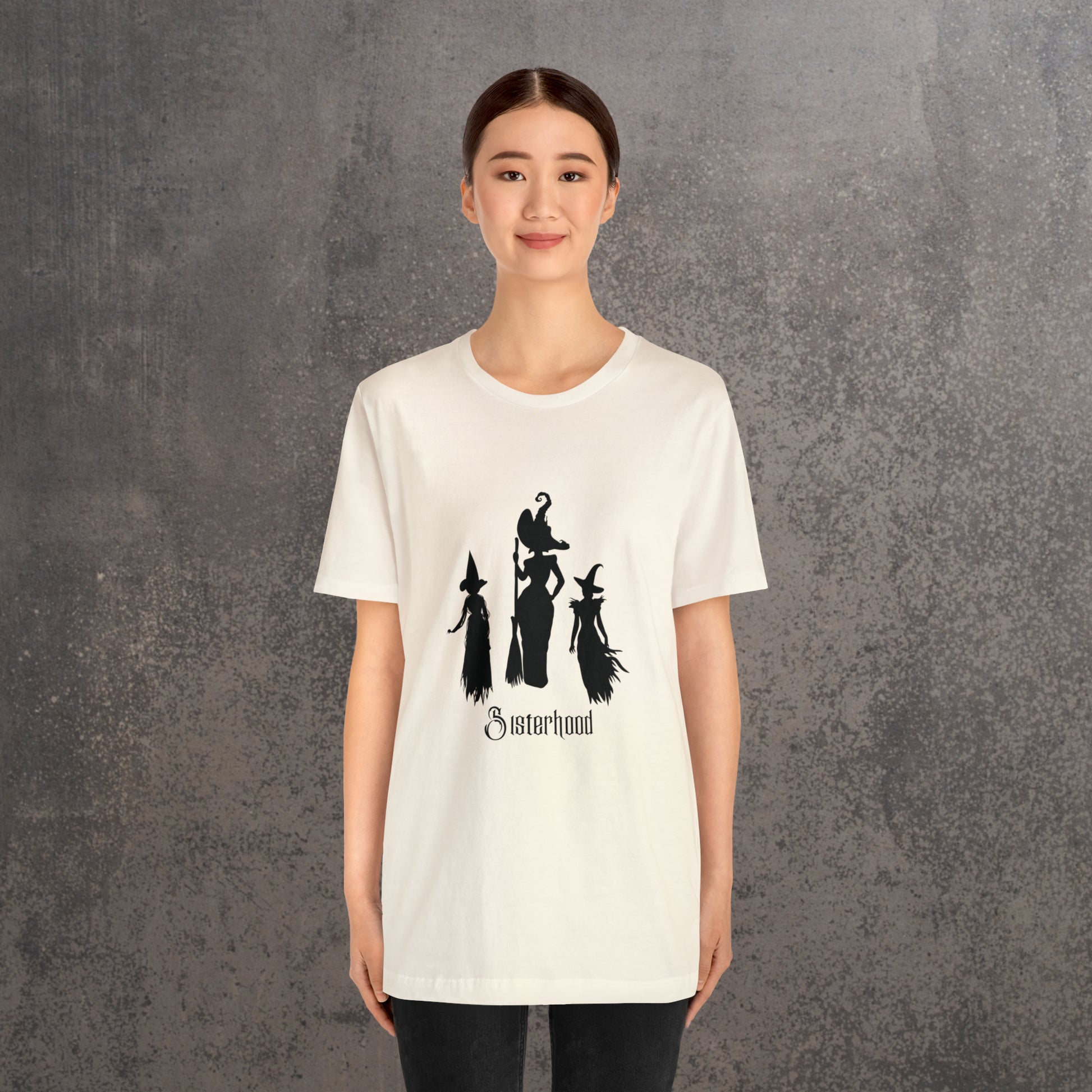 RECONZY Natural 'Witch Sisterhood' Pop-Punk Halloween T-Shirt - Model View.