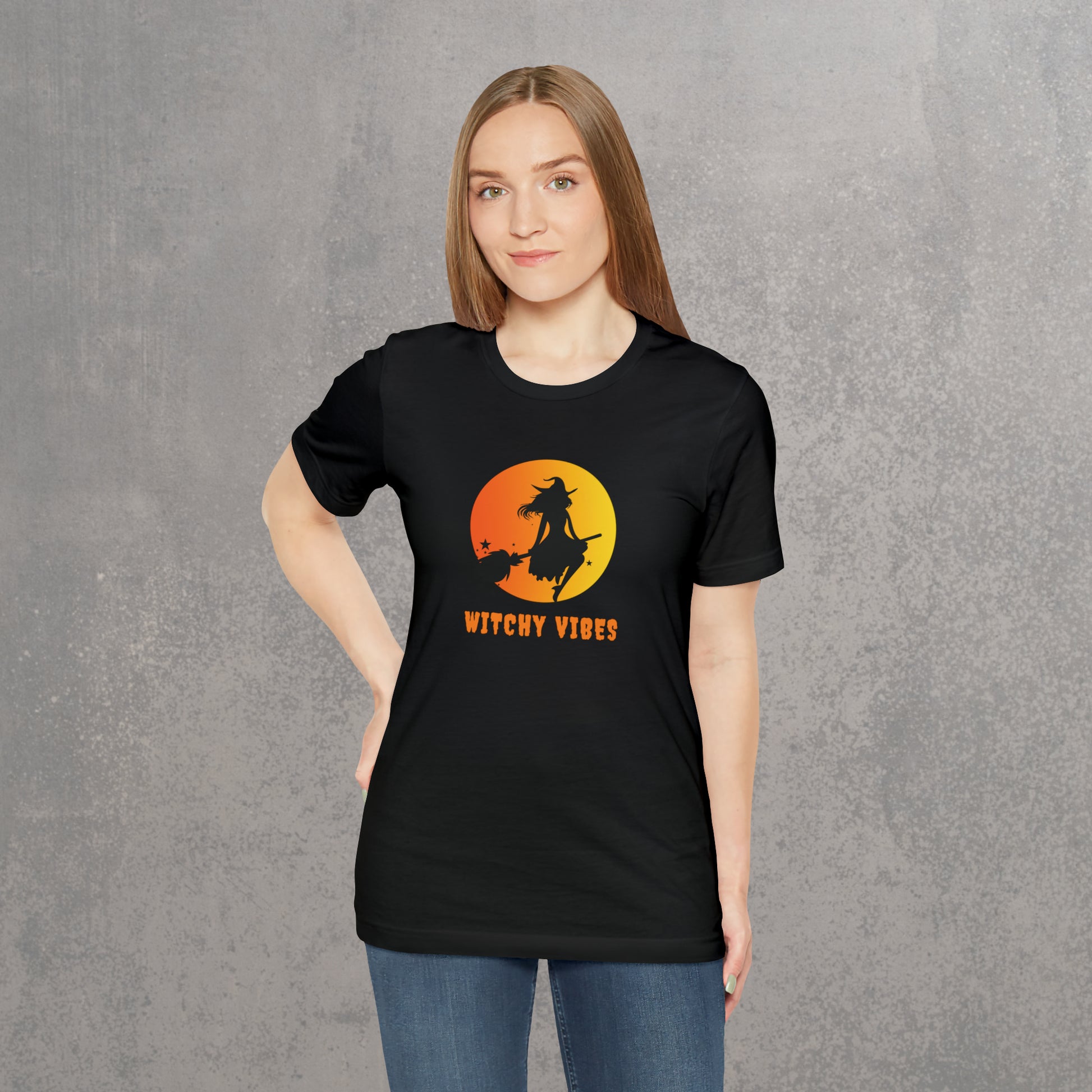 RECONZY Black 'Witchy Vibes' Pop-Punk Halloween T-Shirt - Model View.