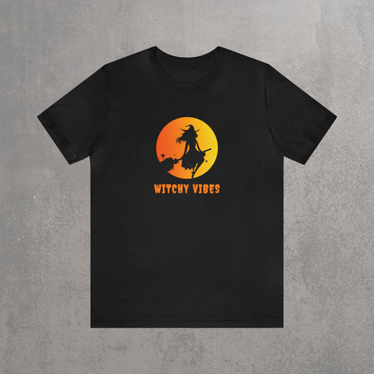 RECONZY Black 'Witchy Vibes' Pop-Punk Halloween T-Shirt - Front View.