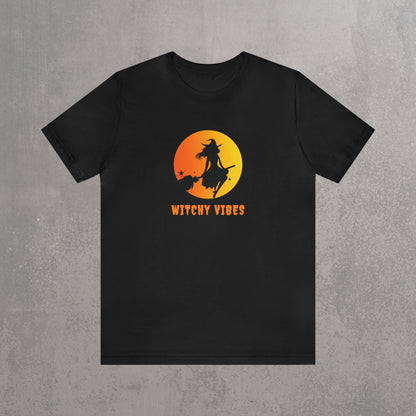 RECONZY Black 'Witchy Vibes' Pop-Punk Halloween T-Shirt - Front View.