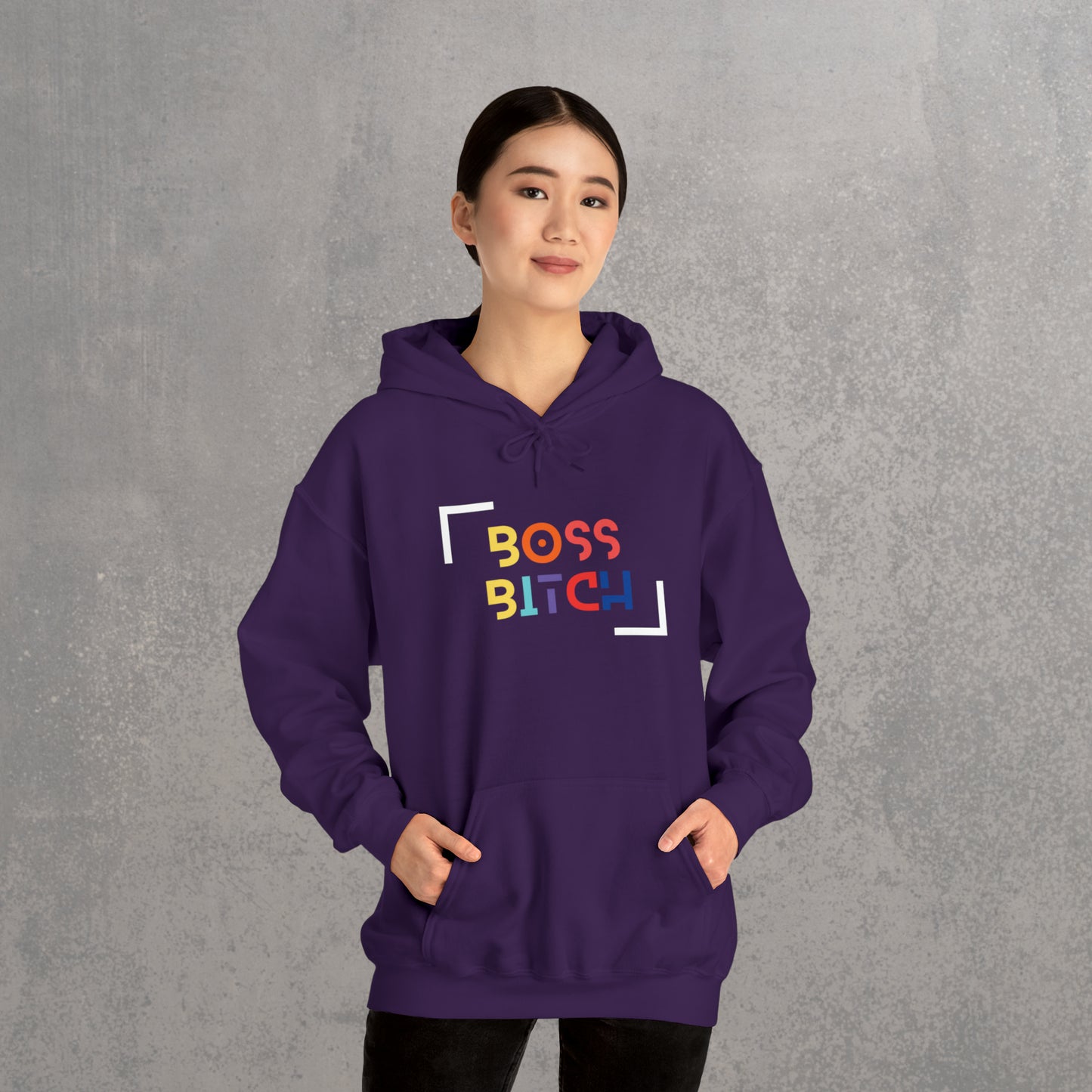 RECONZY Purple 'Boss Bitch' Pop-Punk Hoodie - Model View