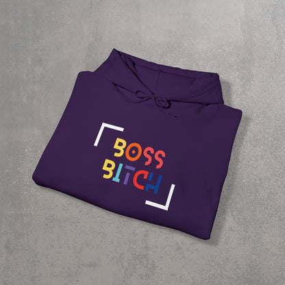 RECONZY Purple 'Boss Bitch' Pop-Punk Hoodie - Folded View