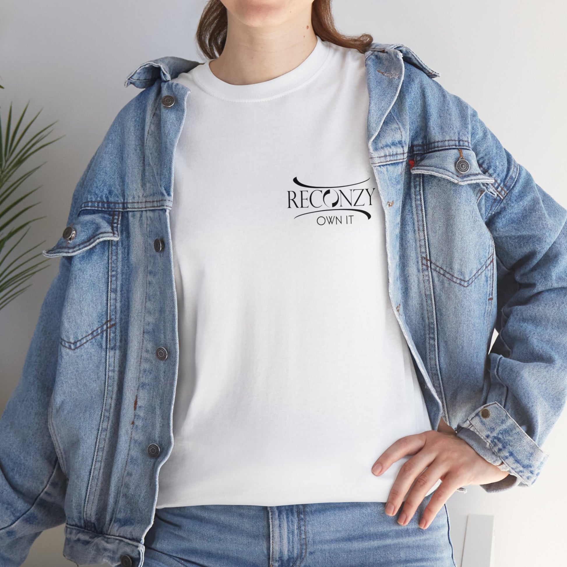 RECONZY White 'Logo - Own It' Pop-Punk T-Shirt - Model View.