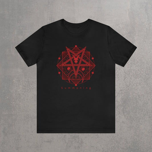 RECONZY Black 'Summoning Pentagram' Pop-Punk Halloween T-Shirt - Front View.
