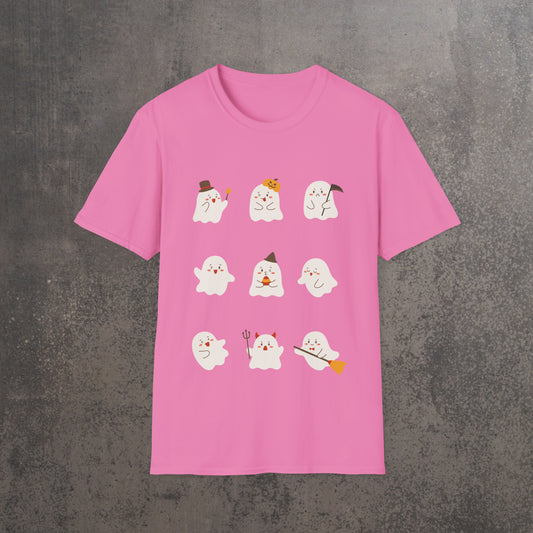 RECONZY Pink 'Cute Ghost' Pop-Punk Halloween T-Shirt - Front View.